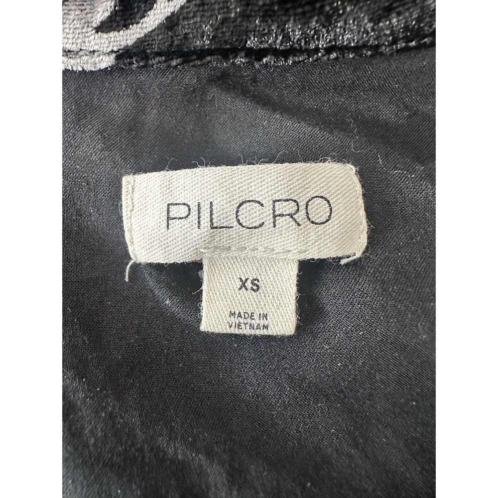 Pilcro By Anthropologie Top Women's XS Black Floral Velvet Long Sleeve Button - Picture 5 of 11